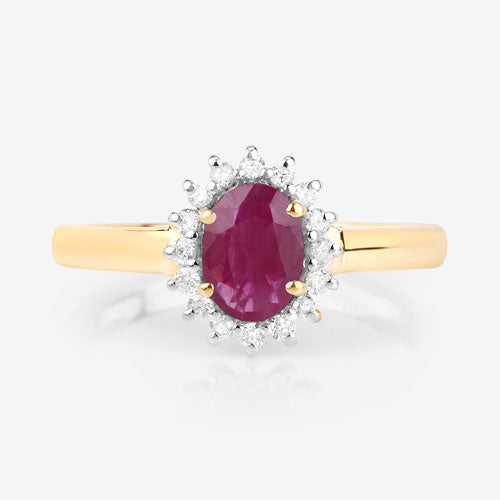 Bids.com 1.01 Carat Genuine Ruby and White Diamond 10K Yellow Gold Ring Rings White Smoke size 5.00,size 6.00,size 7.00,size 8.00,size 9.00
