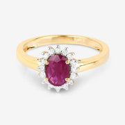 Bids.com 1.01 Carat Genuine Ruby and White Diamond 10K Yellow Gold Ring Rings White Smoke size 5.00,size 6.00,size 7.00,size 8.00,size 9.00