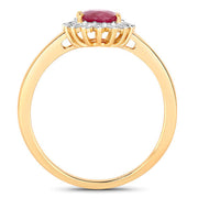 Bids.com 1.01 Carat Genuine Ruby and White Diamond 10K Yellow Gold Ring Rings White Smoke size 5.00,size 6.00,size 7.00,size 8.00,size 9.00