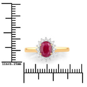 Bids.com 1.01 Carat Genuine Ruby and White Diamond 10K Yellow Gold Ring Rings White Smoke size 5.00,size 6.00,size 7.00,size 8.00,size 9.00