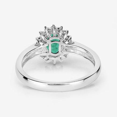 Bids.com 0.86 Carat Genuine Zambian Emerald and White Diamond 14K White Gold Ring Rings White Smoke size 6.00,size 7.00,size 8.00,size 9.00