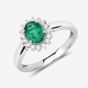 Bids.com 0.86 Carat Genuine Zambian Emerald and White Diamond 14K White Gold Ring Rings White Smoke size 6.00,size 7.00,size 8.00,size 9.00