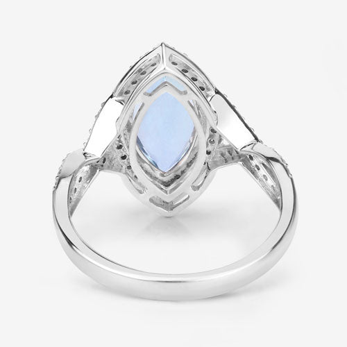 Bids.com 2.24 Carat Genuine Aquamarine and White Diamond 14K White Gold Ring Rings White Smoke size 6.00,size 7.00,size 8.00,size 9.00