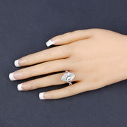 Bids.com 2.24 Carat Genuine Aquamarine and White Diamond 14K White Gold Ring Rings Wheat size 6.00,size 7.00,size 8.00,size 9.00