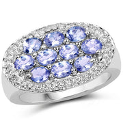 Bids.com 1.70 Carat Genuine Tanzanite .925 Sterling Silver Ring Rings White Smoke size 6.00,size 6.50,size 8.00,size 7.00,size 9.00,size 5.00