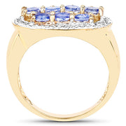 Bids.com 14K Yellow Gold Plated 1.70 Carat Genuine Tanzanite .925 Sterling Silver Ring Rings White Smoke size 6.00,size 7.00,size 8.00,size 9.00