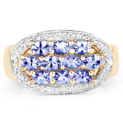 Bids.com 14K Yellow Gold Plated 1.70 Carat Genuine Tanzanite .925 Sterling Silver Ring Rings White Smoke size 6.00,size 7.00,size 8.00,size 9.00