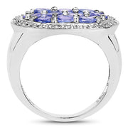 Bids.com 1.70 Carat Genuine Tanzanite .925 Sterling Silver Ring Rings White Smoke size 6.00,size 6.50,size 8.00,size 7.00,size 9.00,size 5.00