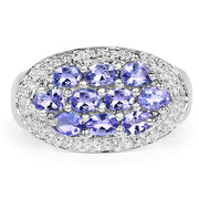 Bids.com 1.70 Carat Genuine Tanzanite .925 Sterling Silver Ring Rings White Smoke size 6.00,size 6.50,size 8.00,size 7.00,size 9.00,size 5.00