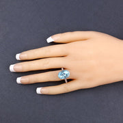 Bids.com 8.84 Carat Genuine Aquamarine and White Diamond 14K White Gold Ring Rings Navajo White size 6.00,size 7.00,size 8.00