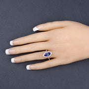 Bids.com 2.33 Carat Genuine Tanzanite and White Diamond 14K Yellow Gold Ring Rings Wheat size 6.00,size 7.00,size 8.00