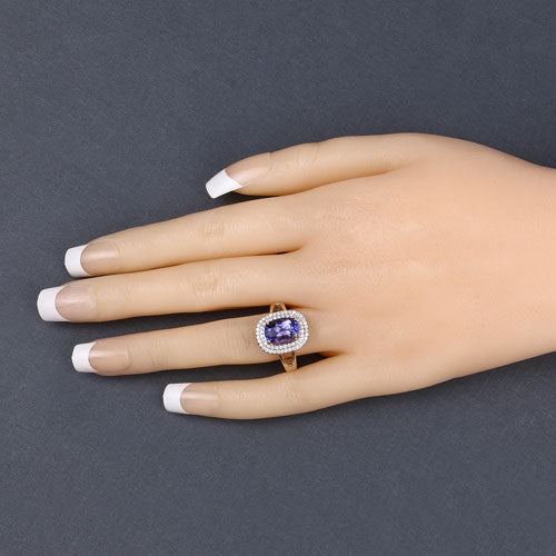 Bids.com 3.33 Carat Genuine Tanzanite and White Diamond 14K Yellow Gold Ring Rings Wheat size 6.00,size 7.00,size 8.00