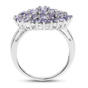 Bids.com 2.52 Carat Genuine Tanzanite .925 Sterling Silver Ring Rings White Smoke size 7.00,size 6.00,size 8.00,size 9.00,size 5.00