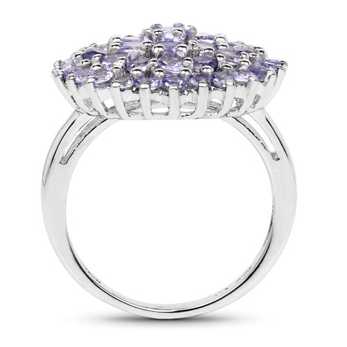 Bids.com 2.52 Carat Genuine Tanzanite .925 Sterling Silver Ring Rings White Smoke size 7.00,size 6.00,size 8.00,size 9.00,size 5.00