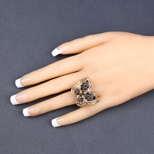 Bids.com 2.86 Carat Genuine Blue Sapphire .925 Sterling Silver Ring Rings Peach Puff size 6.00,size 7.00,size 8.00,size 9.00