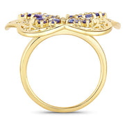 Bids.com 2.50 Carat Genuine Tanzanite .925 Sterling Silver Ring Rings White Smoke size 6.00,size 7.00,size 8.00,size 9.00