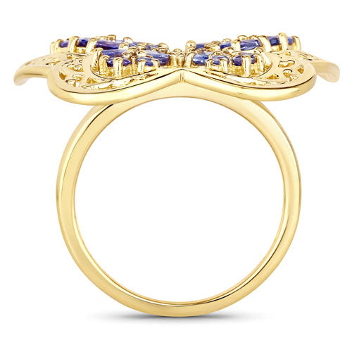 Bids.com 2.50 Carat Genuine Tanzanite .925 Sterling Silver Ring Rings White Smoke size 6.00,size 7.00,size 8.00,size 9.00