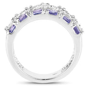 Bids.com 2.05 Carat Genuine Tanzanite and White Topaz .925 Sterling Silver Ring Rings White Smoke size 6.00,size 7.00,size 8.00,size 9.00,size 5.00,size 10.00