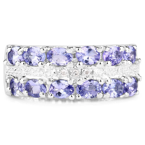 Bids.com 2.05 Carat Genuine Tanzanite and White Topaz .925 Sterling Silver Ring Rings Lavender size 6.00,size 7.00,size 8.00,size 9.00,size 5.00,size 10.00