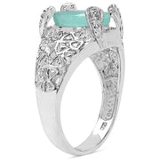 Bids.com 2.52 Carat Genuine Emerald & White Topaz .925 Sterling Silver Ring Rings White Smoke size 6.00,size 7.00,size 8.00,size 9.00