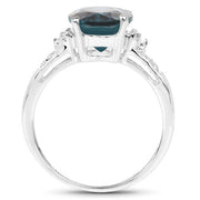 Bids.com 2.64 Carat Genuine London Blue Topaz and White Topaz .925 Sterling Silver Ring Rings White Smoke size 6.00,size 7.00,size 8.00,size 9.00,size 5.00,size 10.00