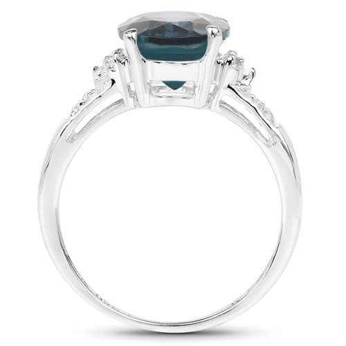 Bids.com 2.64 Carat Genuine London Blue Topaz and White Topaz .925 Sterling Silver Ring Rings White Smoke size 6.00,size 7.00,size 8.00,size 9.00,size 5.00,size 10.00
