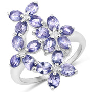 Bids.com 2.89 Carat Genuine Tanzanite .925 Sterling Silver Ring Rings White Smoke size 5.00,size 6.00,size 6.50,size 7.00,size 8.00,size 9.00