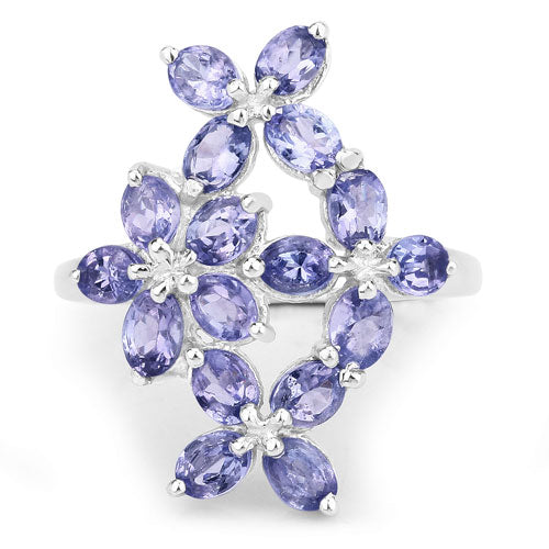 Bids.com 2.89 Carat Genuine Tanzanite .925 Sterling Silver Ring Rings White Smoke size 5.00,size 6.00,size 6.50,size 7.00,size 8.00,size 9.00
