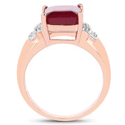 Bids.com 14K Rose Gold Plated 4.26 Carat Genuine Glass Filled Ruby and White Topaz .925 Sterling Silver Ring Rings White Smoke size 7.00,size 8.00,size 6.00,size 9.00