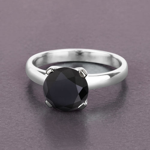 Bids.com 3.00 Carat Genuine Black Diamond 14K White Gold Ring Rings Dim Gray size 6.00,size 7.00,size 8.00