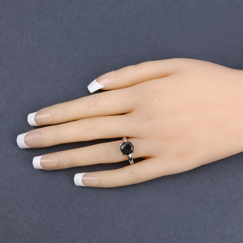 Bids.com 3.00 Carat Genuine Black Diamond 14K White Gold Ring Rings Wheat size 6.00,size 7.00,size 8.00