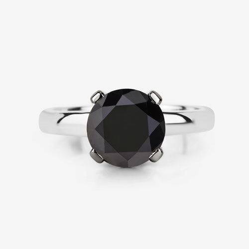 Bids.com 3.00 Carat Genuine Black Diamond 14K White Gold Ring Rings White Smoke size 6.00,size 7.00,size 8.00