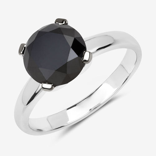 Bids.com 3.00 Carat Genuine Black Diamond 14K White Gold Ring Rings White Smoke size 6.00,size 7.00,size 8.00