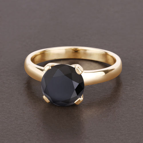 Bids.com 3.00 Carat Genuine Black Diamond 14K Yellow Gold Ring Rings Dim Gray size 6.00,size 7.00,size 8.00