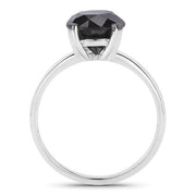 Bids.com 3.00 Carat Genuine Black Diamond 14K White Gold Ring Rings White Smoke size 6.00,size 7.00,size 8.00