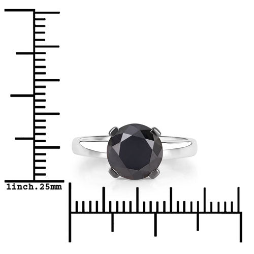 Bids.com 3.00 Carat Genuine Black Diamond 14K White Gold Ring Rings White Smoke size 6.00,size 7.00,size 8.00