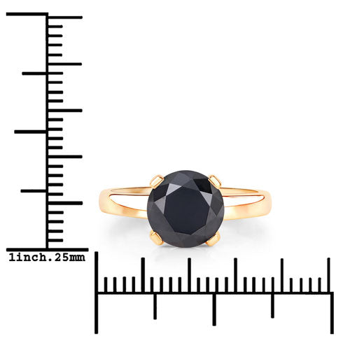 Bids.com 3.00 Carat Genuine Black Diamond 14K Yellow Gold Ring Rings White Smoke size 6.00,size 7.00,size 8.00