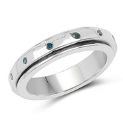 Bids.com 0.14 Carat Genuine Blue Diamond .925 Sterling Silver Ring Rings White Smoke size 6.00,size 7.00,size 8.00,size 9.00,size 5.00