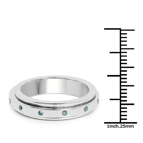 Bids.com 0.14 Carat Genuine Blue Diamond .925 Sterling Silver Ring Rings White Smoke size 6.00,size 7.00,size 8.00,size 9.00,size 5.00