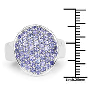 Bids.com 2.00 Carat Genuine Tanzanite .925 Sterling Silver Ring Rings White Smoke size 7.00,size 8.00,size 7.50,size 6.00