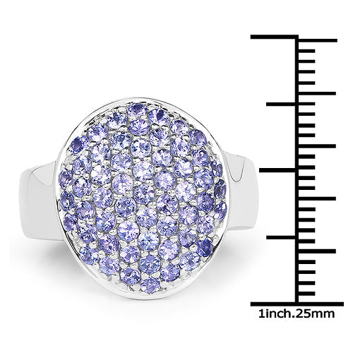 Bids.com 2.00 Carat Genuine Tanzanite .925 Sterling Silver Ring Rings White Smoke size 7.00,size 8.00,size 7.50,size 6.00