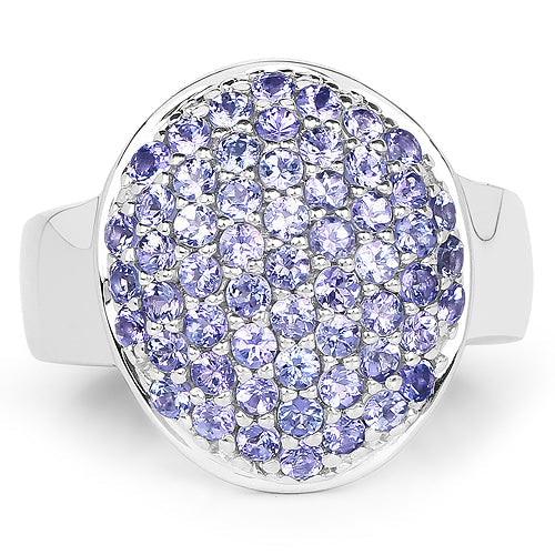 Bids.com 2.00 Carat Genuine Tanzanite .925 Sterling Silver Ring Rings White Smoke size 7.00,size 8.00,size 7.50,size 6.00