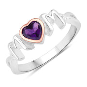Bids.com 0.43 Carat Genuine Amethyst .925 Sterling Silver Ring Rings White Smoke size 6.00,size 7.00,size 8.00