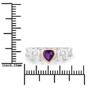 Bids.com 0.43 Carat Genuine Amethyst .925 Sterling Silver Ring Rings White Smoke size 6.00,size 7.00,size 8.00