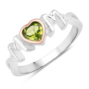 Bids.com 0.44 Carat Genuine Peridot .925 Sterling Silver Ring Rings White Smoke size 6.00,size 7.00,size 8.00
