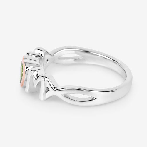 Bids.com 0.44 Carat Genuine Peridot .925 Sterling Silver Ring Rings White Smoke size 6.00,size 7.00,size 8.00
