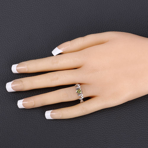 Bids.com 0.44 Carat Genuine Peridot .925 Sterling Silver Ring Rings Light Pink size 6.00,size 7.00,size 8.00