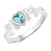 Bids.com 0.52 Carat Genuine Swiss Blue Topaz .925 Sterling Silver Ring Rings White Smoke size 6.00,size 7.00,size 8.00