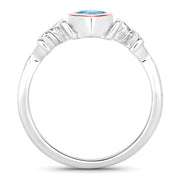 Bids.com 0.52 Carat Genuine Swiss Blue Topaz .925 Sterling Silver Ring Rings White Smoke size 6.00,size 7.00,size 8.00