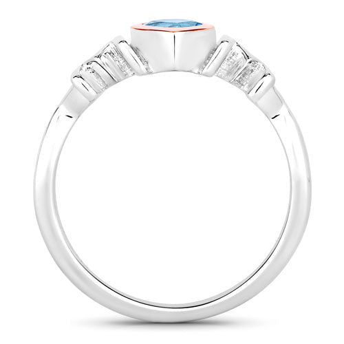 Bids.com 0.52 Carat Genuine Swiss Blue Topaz .925 Sterling Silver Ring Rings White Smoke size 6.00,size 7.00,size 8.00